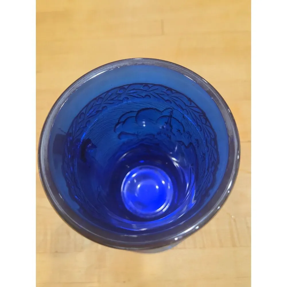 Vintage Fenton Blue Carnival Glass 1776 American Bicentennial Mug Stein
